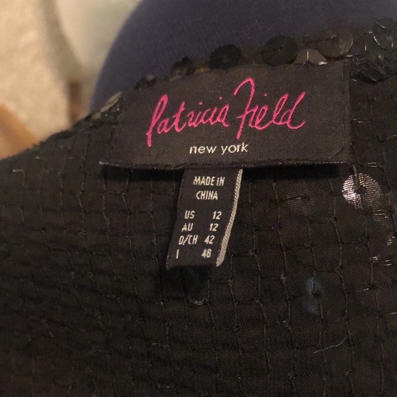 Patricia Field Black Sequins Model Faced Top Sz 12 - Picture 3 of 7